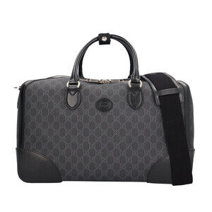 Gucci Interlocking GG Duffle Bag Boston GG Supreme Canvas Black